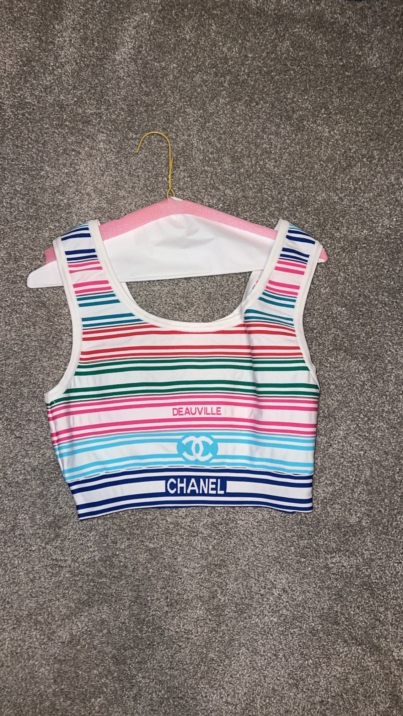chanel black and white crop top small